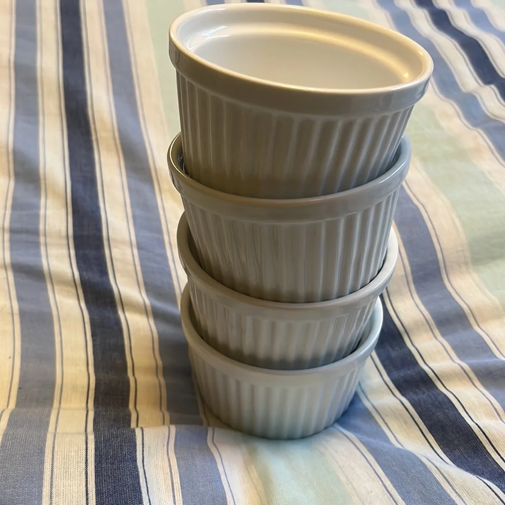 Set of four white ramekins from Sur la table. Used, very good condition